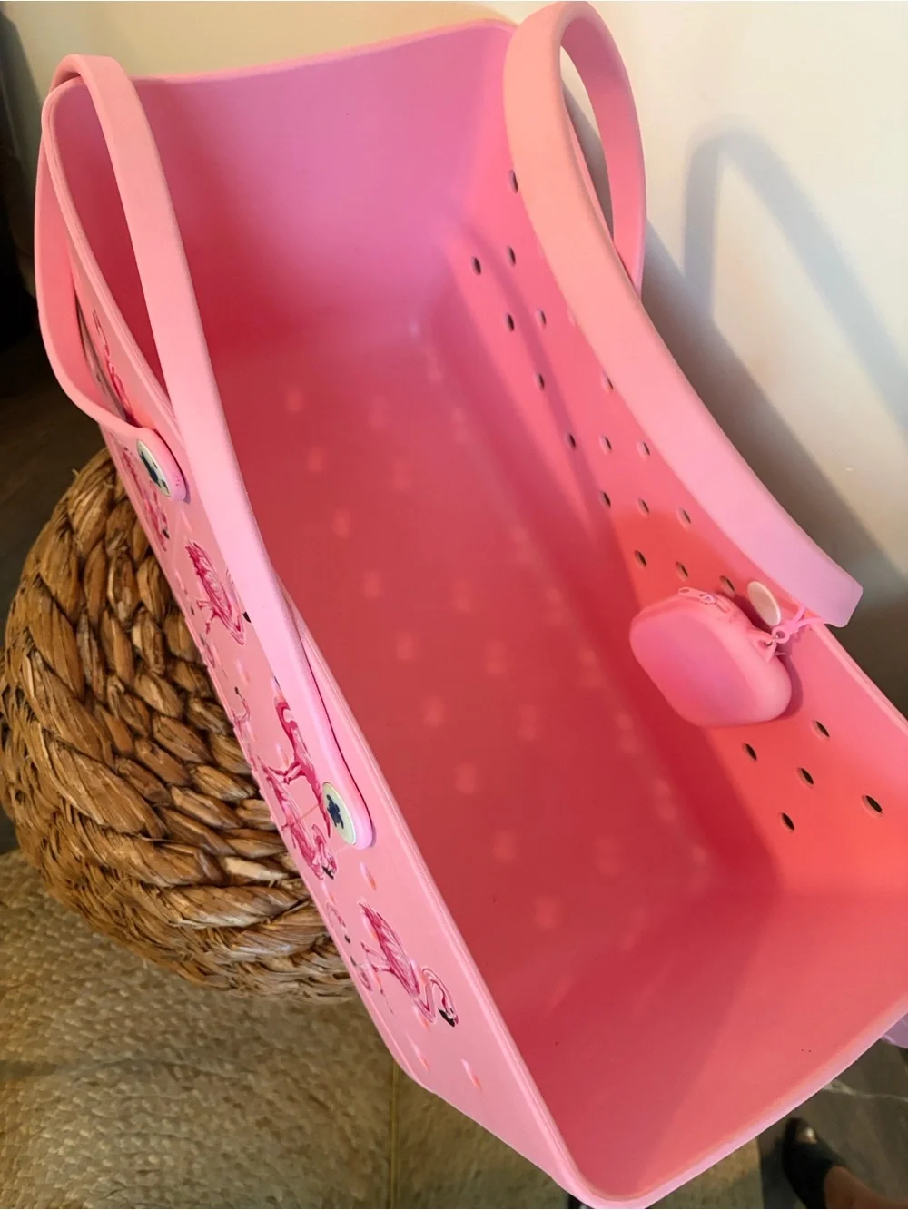 Simply Southern, Large  Pink Flamingo Rubber Tote